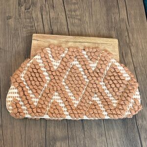 Textured Tan Macramé Clutch Wristlet